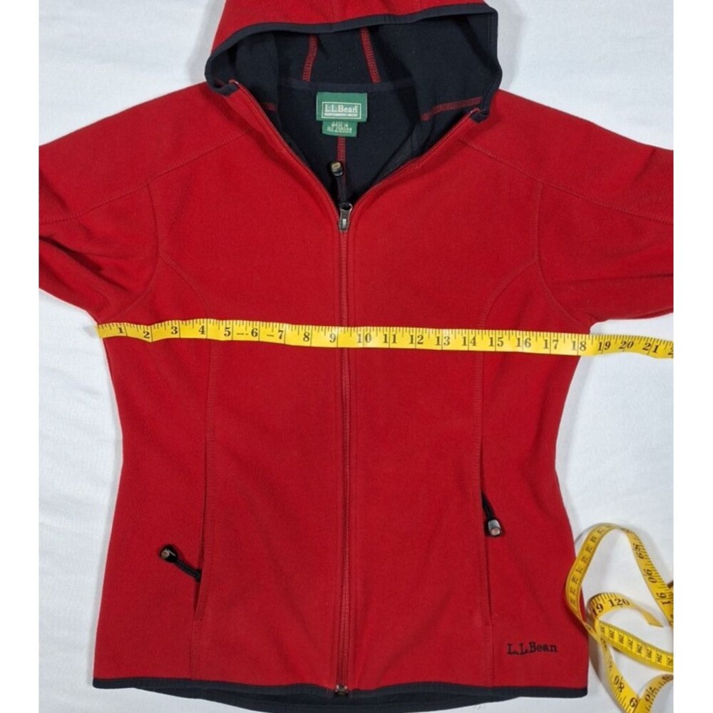 LL Bean Women S Jacket Soft Shell Red Black Trim Hooded Full Zip Outdoor Vintage - Picture 2 of 14